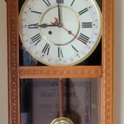 Seth Thomas Wall Clock with Decorative Case & Front Glass Panels