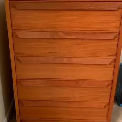 Danish Modern Wood Highboy Dresser