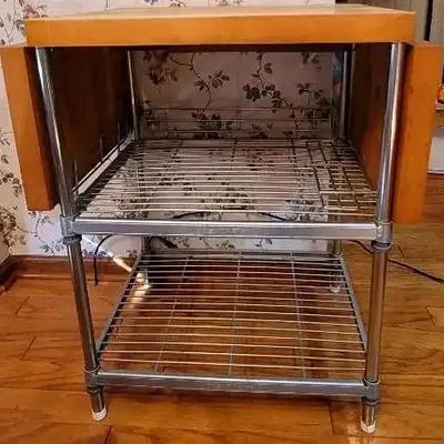 Hodges Post Master Kitchen Cart with Butcher Block Top & Chrome Shelves