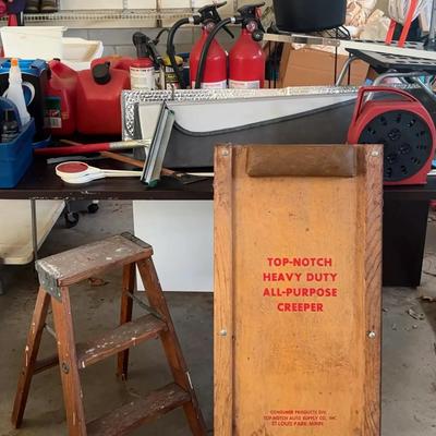Garage Essentials Collection Featuring Creeper, Step Stool & Supplies