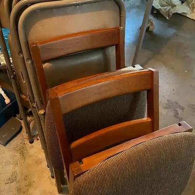 Folding Tables with Metal & Fabric Chairs Plus Two Wooden Folding Chairs