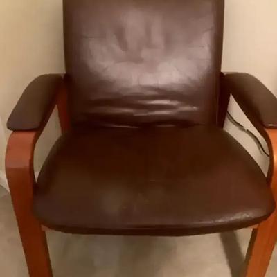 Mid-Century Ekornes Brown Leather & Teak Lounge Chair
