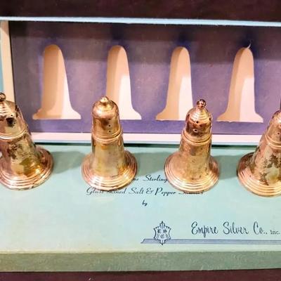 Empire Silver Co. Sterling Glass-Lined Salt & Pepper Shaker Set in Original Box