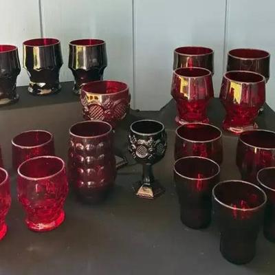 Sa106 ruby red glassware assortment