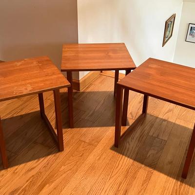 Kai Kristiansen Danish MCM Teak Interlocking Cube Nesting Tables 
