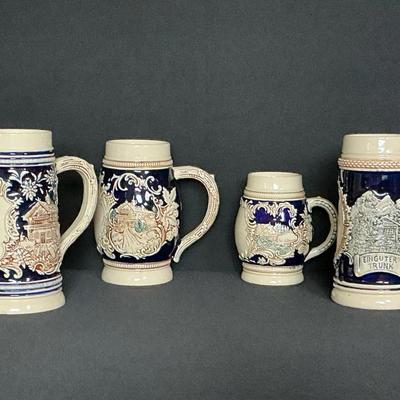 Set Of 4 German Beer Steins