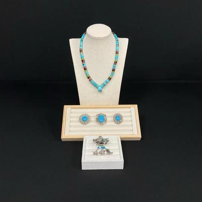 Turquoise Colored Beaded Necklace & More 