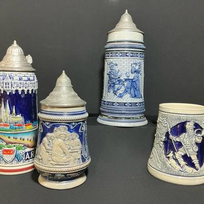 German Stoneware Beer Steins 