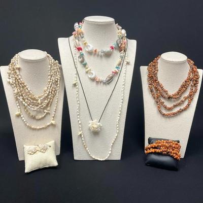 Beachy Necklaces, Earrings And Bracelet 