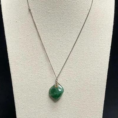 Sterling Silver Green Gemstone Pendant Necklace