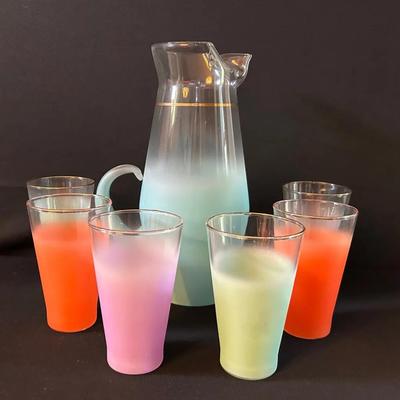 Blendo Frosted Glass Pitcher + Cups 