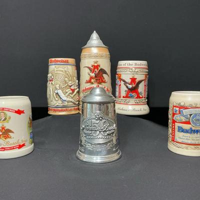 Linited Edition Budweiser Ceramic & Pewter Steins