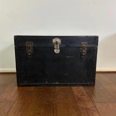 Vintage Black Wooded Panel Trunk