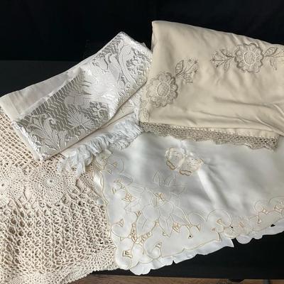 Crocheted And Embroidered Table Linens