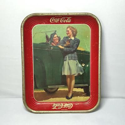 Vintage Roadster Girls Coca-Cola Serving Tray