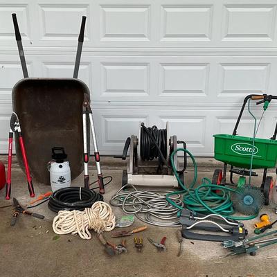 Wheel Barrel / Lawn Spreader & Gardening Essentials 