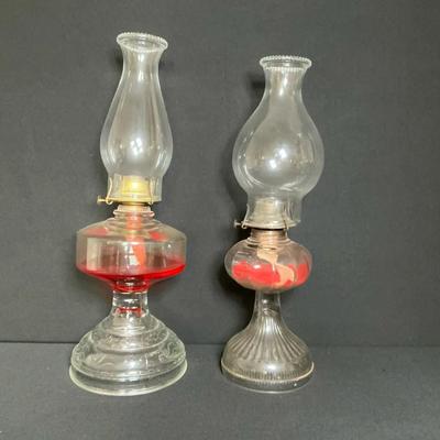 Vintage Glow Glass Oil Lamps 