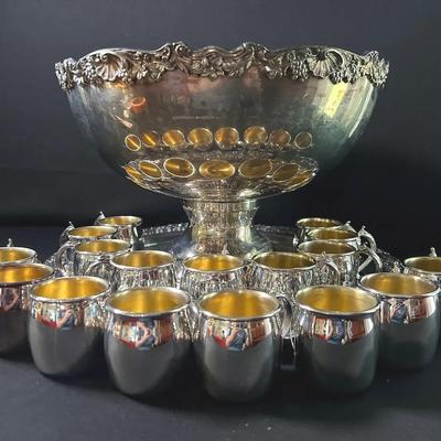 F.B. Rogers Silver Plated Punch Bowl Set