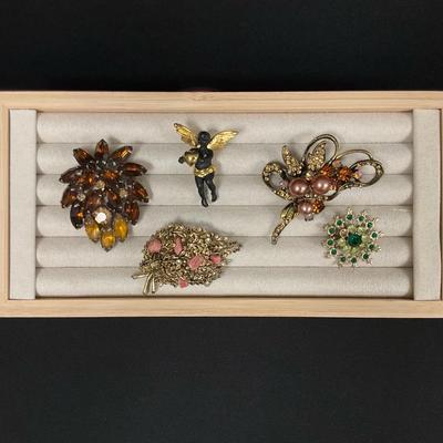 Vintage Faux Gemstone Brooches