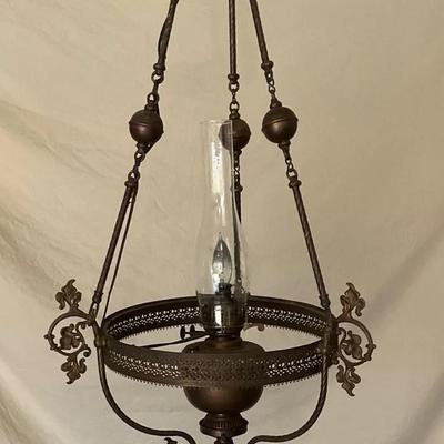 Vintage / Antique Oil Lamp Modified Electric 