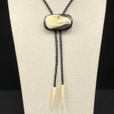 Brian Kulik Signed Bolo Tie, Carved Eagle’s Head