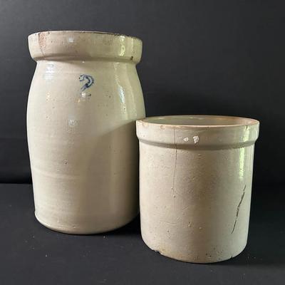 No. 2 Pottery Crock & Smaller Crock