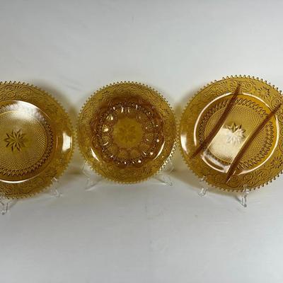 Amber Indian Glass Tiara Serving Platters 