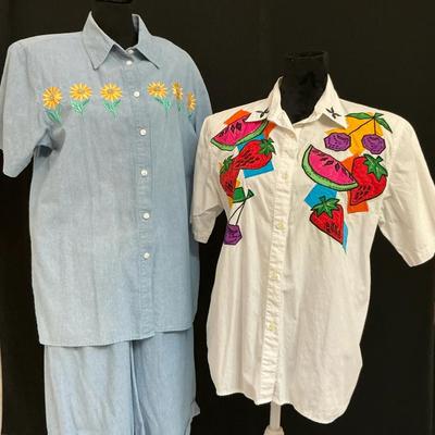 Unique Embroidered Button Down Shirts And Short Set 