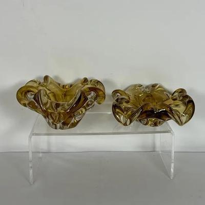 Murano Stye Glass Bowl And Ashtray 
