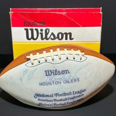 Signed Oilers Wilson NFL Football - Bum Phillips, Dan Pastorini 
