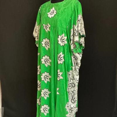 Green White Floral Caftan Style Dress