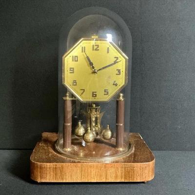 German Art Deco Style Glass Dome Clock