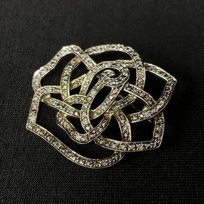 Sterling Silver Open Rose Brooch