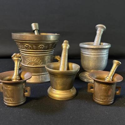 Brass & Pewter Mortar And Pestles