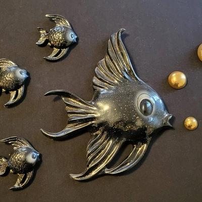 Vintage Black & Gold Ceramic Fish (BR2)