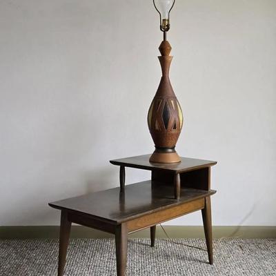 Two-Tier End Table & Retro Lamp (LR)