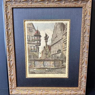Ernest Geissendoefer Etching “Rothenburg over Tauber”