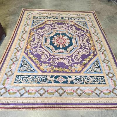 Vintage "French Aubusson" Style Wool Rug 119" × 93"