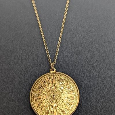 Gold Plated Sterling Silver Pendant Of The Aztec Sun Necklace 
