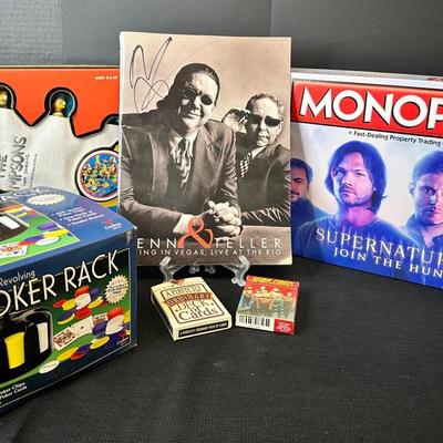 Penn & Teller Signed Live at the Rio Program, Simpsons Chess Set & Supernatural Monopoly