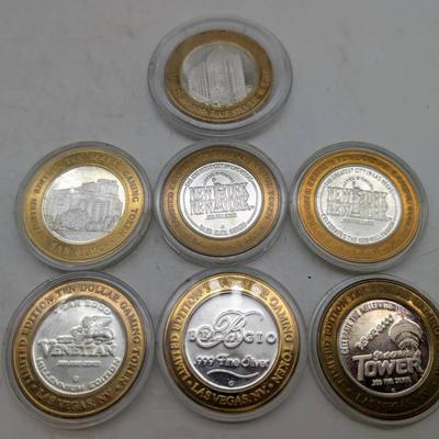 Seven .999 Silver Casino Gaming Tokens