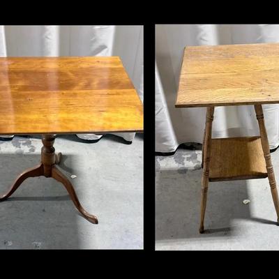 American Tilt Top Table And Oak Parlor Table 