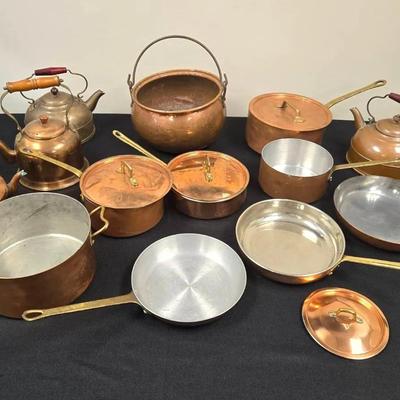 Vintage Copper Pans & Tea Kettles NY & French