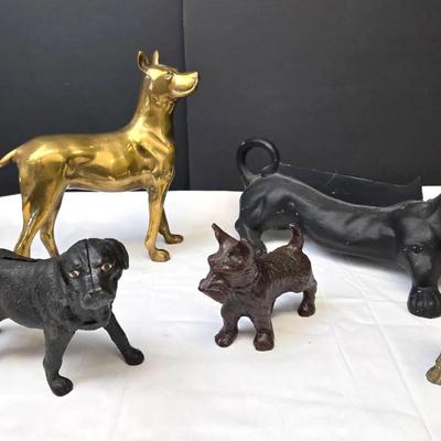 Dog Figurines: Brass, Metal Bank, Boot Scraper Dachshund 