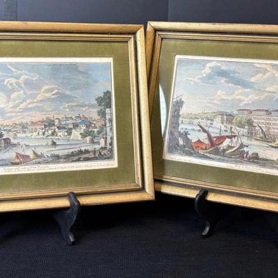 Pair Of Vintage Colored Etchings- Giovanni Battista Piranesi. 