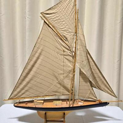 Handmade Sail Boat Tall Ship Model Vintage 