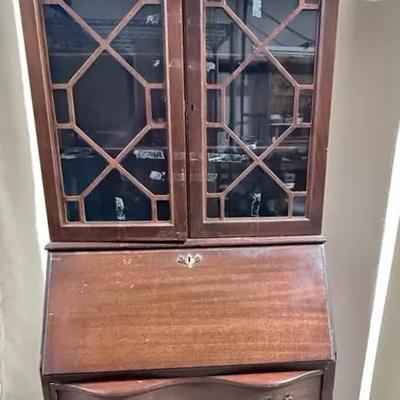 Vintage Mahogany Secretary Desk With Four Drawers 