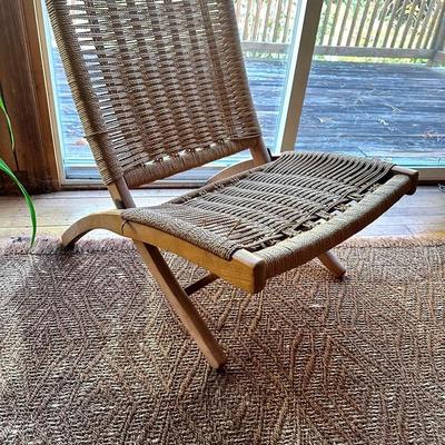 MCM Hans Wegner Style Folding Rope Chair