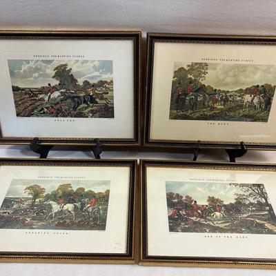 8 Framed Fox-Hunting Scene Prints