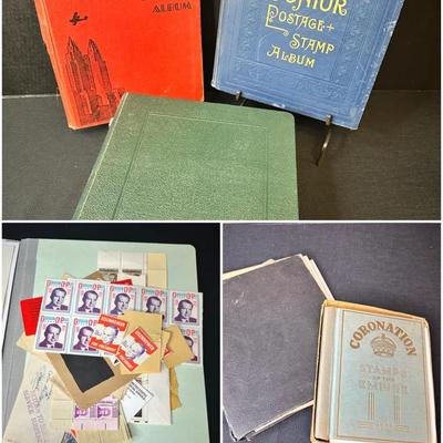 Collection Of Vintage US And International Postage Stamp Books